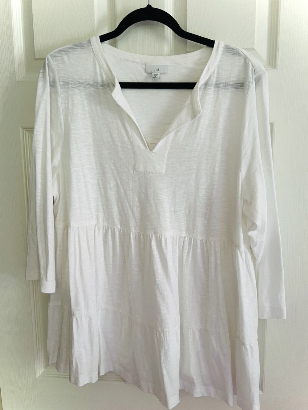 EUC J. Jill White Tiered Tunic Top